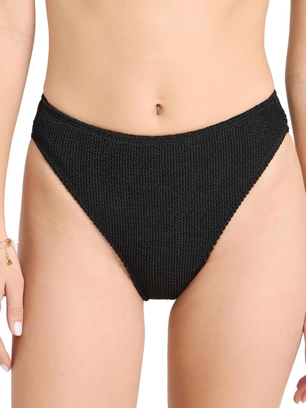 NWT Good American Always Fits Good Waist Cheeky Bikini Bottom Black Size 7/8 4X